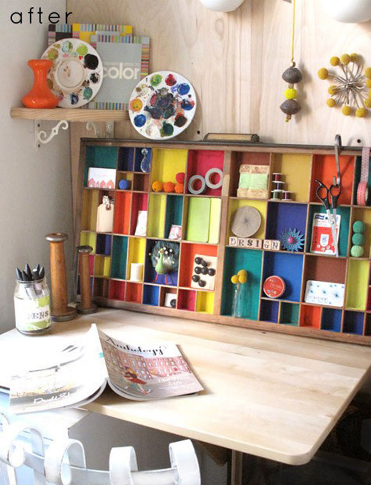 Colorful Home Office With A Nice Diy Cabinet